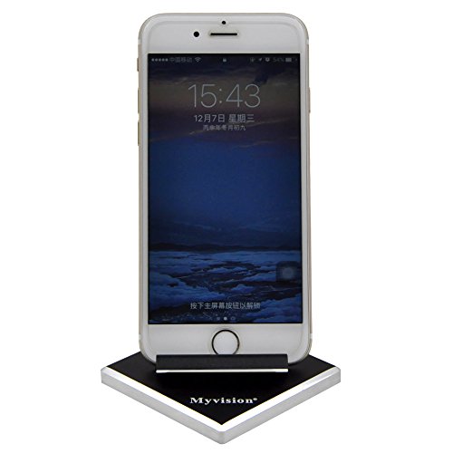 Myvision Mobile Phone Holder Android Cellphone Tablet Stand Solid Portable Universal Aluminum Desktop Smart Mobile Cell Phone Mini Holder Desk Office Kitchen Home Travel, Black