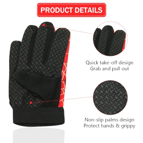 Image of PROBEROS Kids Cycling Gloves for Kids Riding Gloves with Cartoon Print Thermal Anti-Slip Full Finger Design for Children Age 6-9 Years