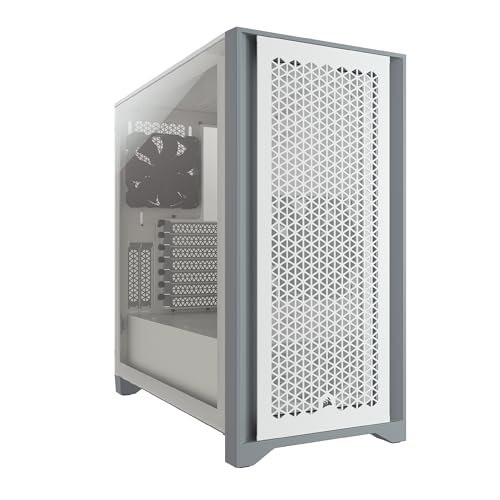 Chasis ATX Corsair 4000D Airflow blanco para setups de edición y espacios de trabajo limpios