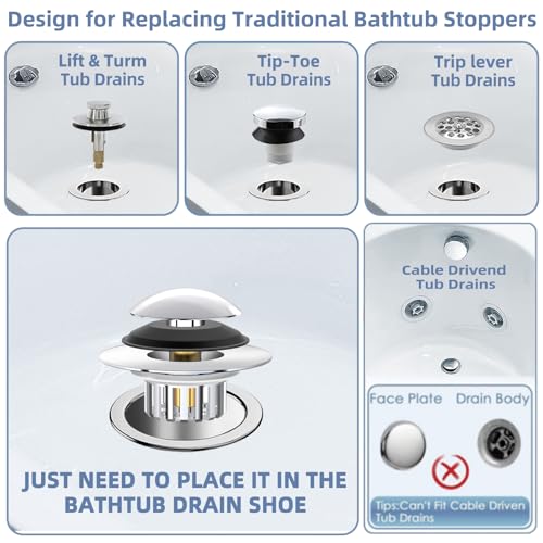 Muaiolaus TS-03 Upgraded 2 In 1 Bathtub Drain Stopper Bathtub Drain Hair Catcher thumb #6