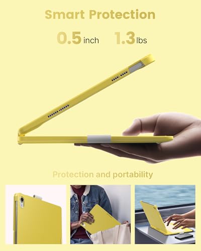 Image of typecase Flexbook Trackpad-Free Keyboard Case for iPad A16 11th /10th Gen | 360 Rotating, 11-Color Backlit Keys, Pencil Holder; Fits iPad A16 11″ (2025) & 10th Gen 10.9″ (2022), Yellow