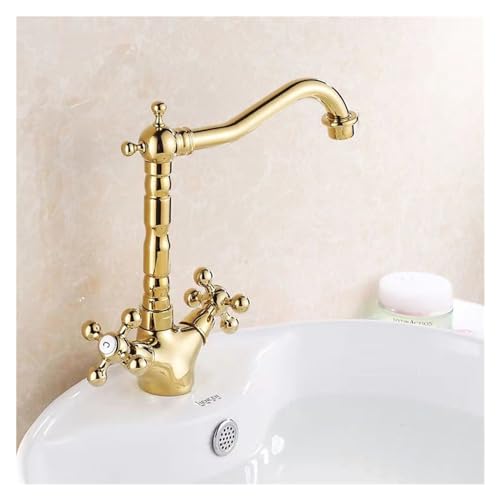 Robinet de lavabo pivotant à 360° et double commande chaude froide