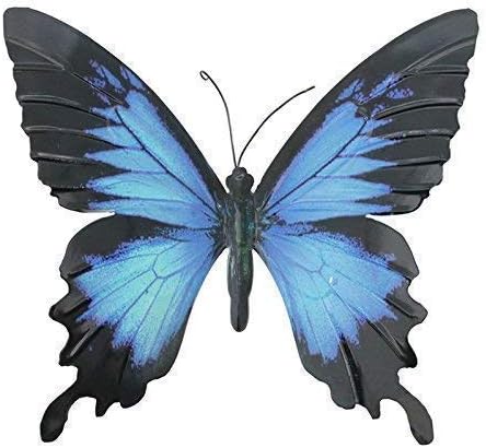 Primus Large Blue & Black Metal Garden Butterfly Wall Art for Outdoor Fences Sheds Walls