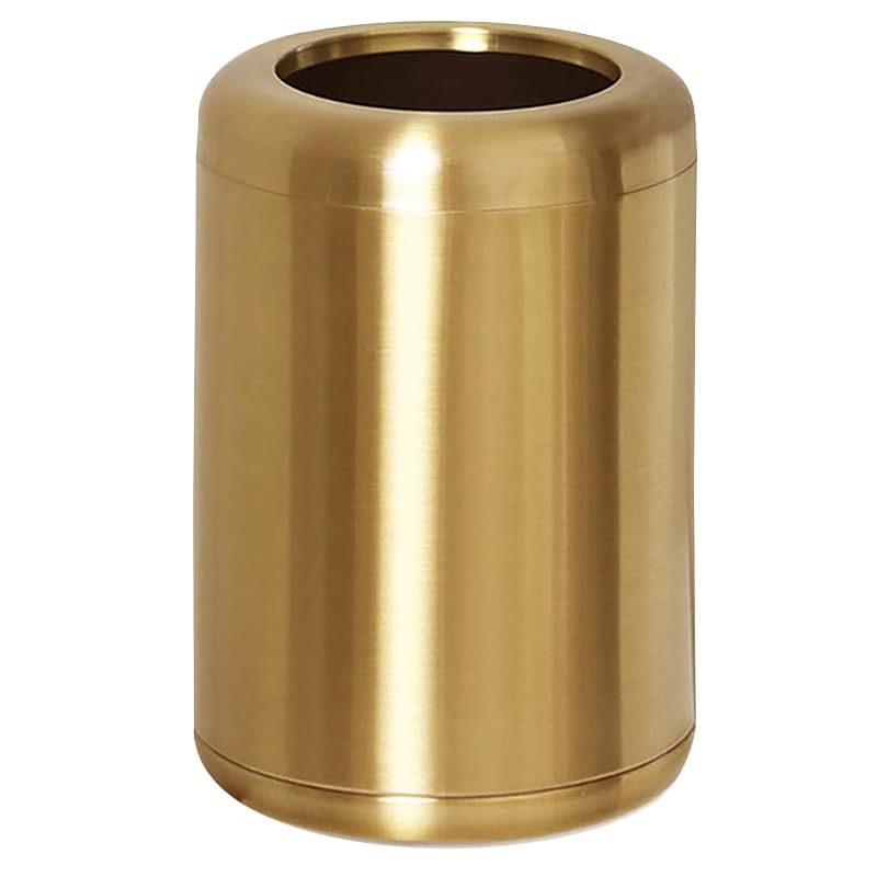 Image of 8L /2.1gal Brass Gold Trash Can,Small Bathroom Garbage Can,Brushed Trash Can for Bathroom,Powder Room,Bedroom,Office (Gold)