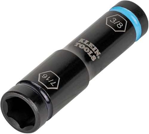 Miniatura 7 de Klein Tools 66077 - Llave de impacto para atornillador, tamaños de 7/16 y 3/8 pulgadas, uso con llaves de impacto compactas Klein Tools BAT20CW,