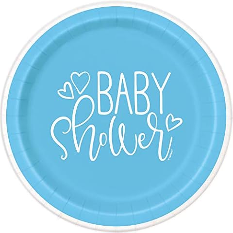 Unique Blue Hearts Baby Shower Paper Plates Cover