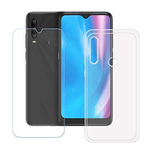 YZKJ Coque pour SFR Altice S43 + Verre trempé Film Protection écran, Souple Transparent Silicone Housse Étui Protecteur TPU Case Cover pour SFR Altice S43 (6.22") Cover