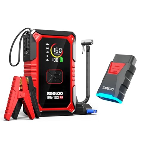 GOOLOO A5 Jump Starter with Air Compressor & GOOLOO DS100 OBD2 Scanner Diagnostic Tool - Detailed View