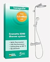 hansgrohe Crometta S - Duschsystem mit Thermostat, Regendusche (240 mm) mit Armatur, Handbrause (2 Strahlarten), Schlauch, Brausestange und Kopfbrause (1 Strahlart), Chrom, 27267000 – Ansicht 7