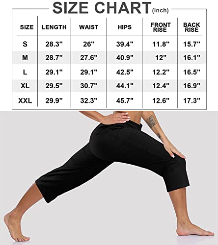 Olikeme Womens Capri Pants Sweatpants Lounge Yoga Pants Wide Leg Yoga Pants With Pockets Drawstring Joggers For Women Running Gym Short Pants thumb #4