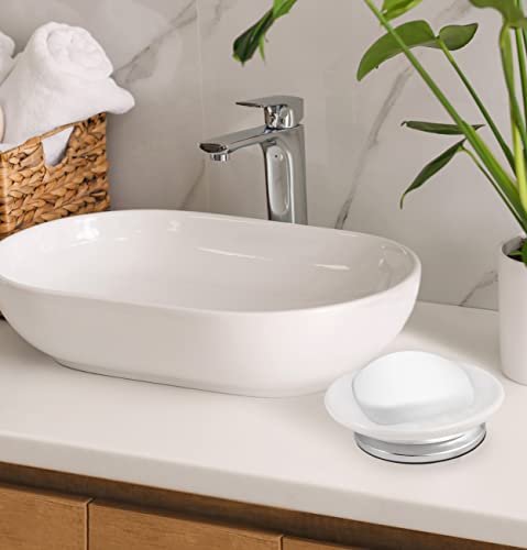 Popular Bath Soap Dish, Isabella Collection, White/Chrome #TOP1