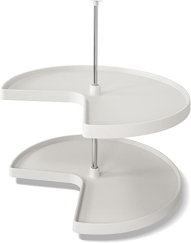 Duwee Lazy Susan - Organizador de esquina de armario de 2 niveles, en forma de riñón, esquina ciega Lazy Susan, estante de almacenamiento giratorio