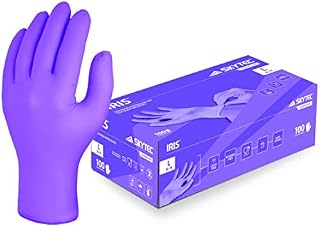 Skytec Iris Box of 100 Nitrile Powder-Free Disposable Gloves in Purple (X-Large)