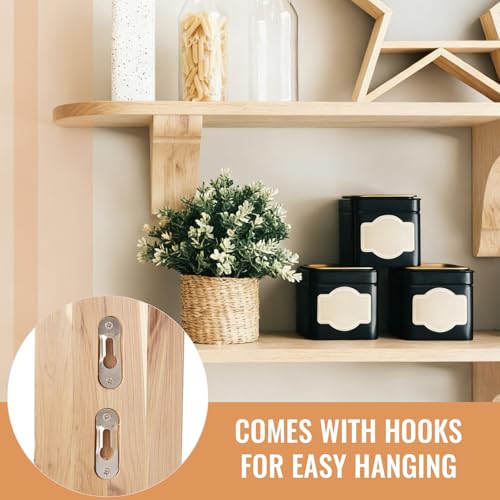 Image of Vercraft 2 Pcs Wood Corbels Wooden Shelf Brackets, Unfinished Paintable Bracket with Hanging Hook for Doorway Countertop Kitchen Cabinet Book Shelves, Rubber Wood (5 1 /2 x 6 1 /2 x 3.5 Inches)