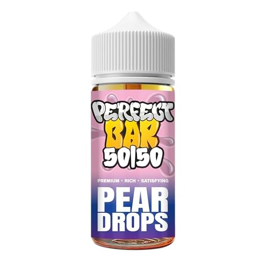 Pear Drrops Perfect Bar 50/50 E-Liquid 100ml Shortfill – Pod Device Compatible, 0mg Nicotine, UK Made Vape Juice