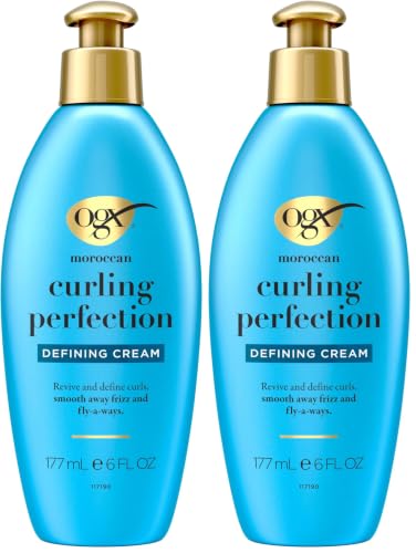 OGX Argan Oil of Morocco Curl-Defining Styling Cream,Anti-Frizz Curl Cream for Curly Hair&All Textures,Cold-Pressed Argan Oil,Paraben-Free,Sulfate-Free Surfactants,Curly Hair Products,6 oz (Pack of 2)
