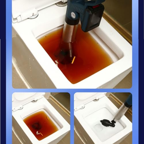 Pulitore per Scarichi WC Ad Alta Pressione con Batteria Al Litio 2000 MAh, Pompa Elettrica per WC per Scarico WC, Scarichi, Lavelli Cucina, Docce (Spina europea)