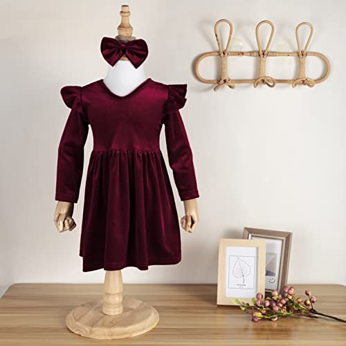 Toddler Baby Girl Velvet Christmas Dress for Girls Long Sleeve Ruffle Winter Party Wedding Holiday Dress2