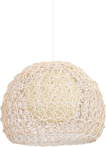 Chandelier de mimbre esférico con acabado artesanal y detalles de diseño japonés