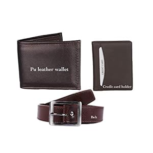Mundkar Synthetic Men’s Wallet Belt & Card Holder Combo Set Accessories