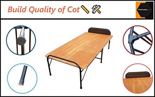 Image of Plywood Folding Bed Cot for Sleeping Space Saving Heavy Metal Frame| Portable | Multipurpose | Lightweight (Brown) (Round, 3X6 ft or 36X72 inch) Single