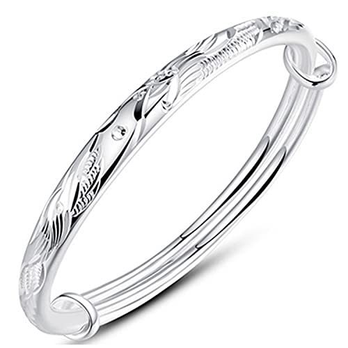 Brazalete ajustable de Fénix para mujer en plata fina