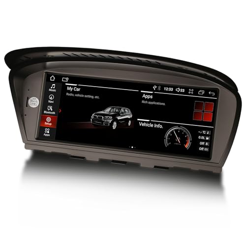 Erisin 8,8 Pulgadas 4GB+64GB Android 14 Radio Coche Pantalla GPS Navegador para BMW Serie 3/5/6 E90 E91 E92 E93 E60 E61 E63 E64 Sistema CCC Bluetooth CarPlay Android Auto WiFi 4G Dab+ USB DSP Canbus