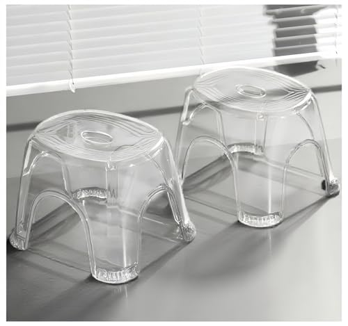 2PCS Clear Acrylic Shower Stool with Non-Slip Foot Rest