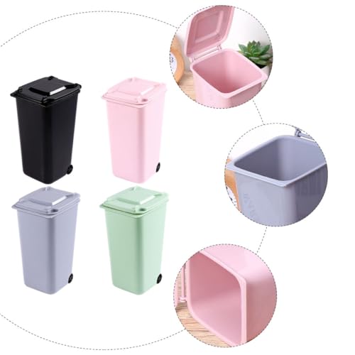 4 Pzas Botes de Basura Mini de Escritorio de Plástico miniatura 3