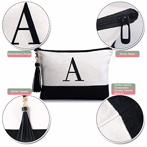 Beegreen Birthday Gifts For Women Unique Personalized Makeup Bag For Mother Initial Canvas Cosmetic Bag With Inner Pocket And Tassel For Graduation Gifts Teachers Friends Embroidery (Letter N) #TOP3