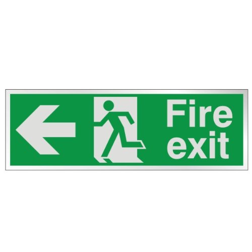 UK Safety Store BFE.03L Prestige Sign 'Fire Exit, Arrow Left' 400 x 150 mm Brushed Aluminium