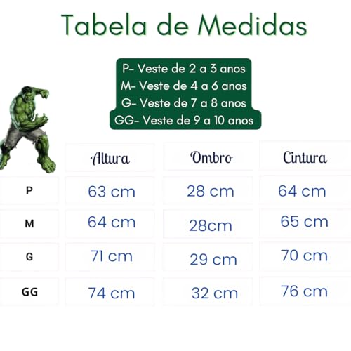 Fantasia Hu lk Infantil Máscara incrível Festa Criança Tamanho M