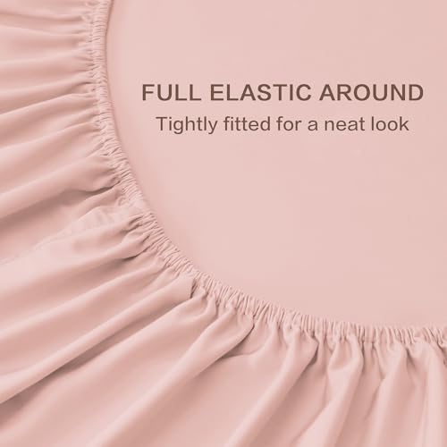 Image of Andency Blush Queen Sheets Set 100% Viscose Derived from Bamboo | Cooling Summer Sheets, Deep Pocket Up to 16 inch, Silky Soft Hotel Luxury Breathable Bedding Sheets & Pillowcases
