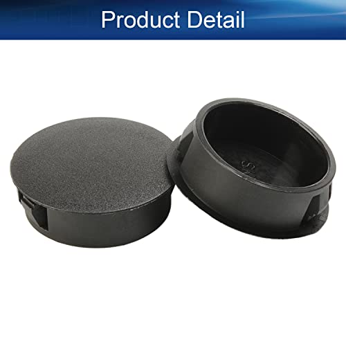 Image of Heyiarbeit 100pcs Hole Plugs 30mm /1.18 inch Nylon Plastic Round Snap in Type Locking Hole Tube Furniture Fencing Post Pipe Insert End Caps Black Tone