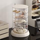 NewBeeclassic Jewelry Organizer, Small Jewelry Storage Box Earring Holder for Women, 5-Layer Rotatin