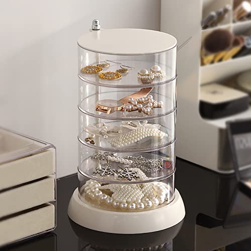 Newbeeclassic Jewelry Organizer, Small Jewelry Storage Box Earring Holder For Women, 5-Layer Rotating Travel Jewelry Tray Case With Lid For Bracelets Rings Bracelets (5-Layer) #TOP4