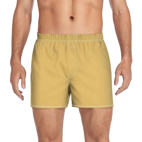 FLildon Mimosa Yellow Men's Boxer Shorts Soft Comfortable Cotton Underwear Boxer Brief, XL