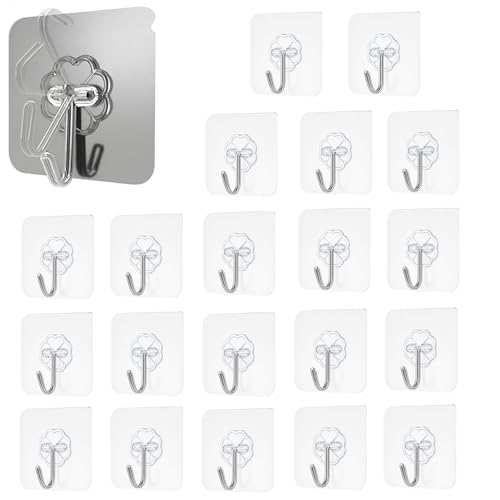 Image of SIGNAMIO 20 Pcs Wall Hanger Adhesive Hooks for Wall Heavy Items - Durable Adhesive Wall Hook for Cloth, Kitchen, and Bathroom, Wall Hooks for Hanging