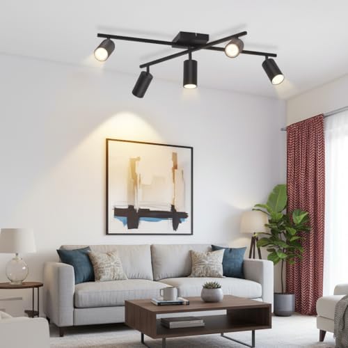 Kowanie Hängelampe Vintage Pendelleuchte Esstisch - 5 flammig Esstischlampe Hängend Schwarz Hängeleuchte Metall