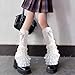 RUIFUU Y2K Kawaii Bow Lace Leg Warmer, White Knitted Leg Warmer for Women Cute Fashion Ankle Warmer Trim Leg Sleeve Socks Lolita Accessories for Women