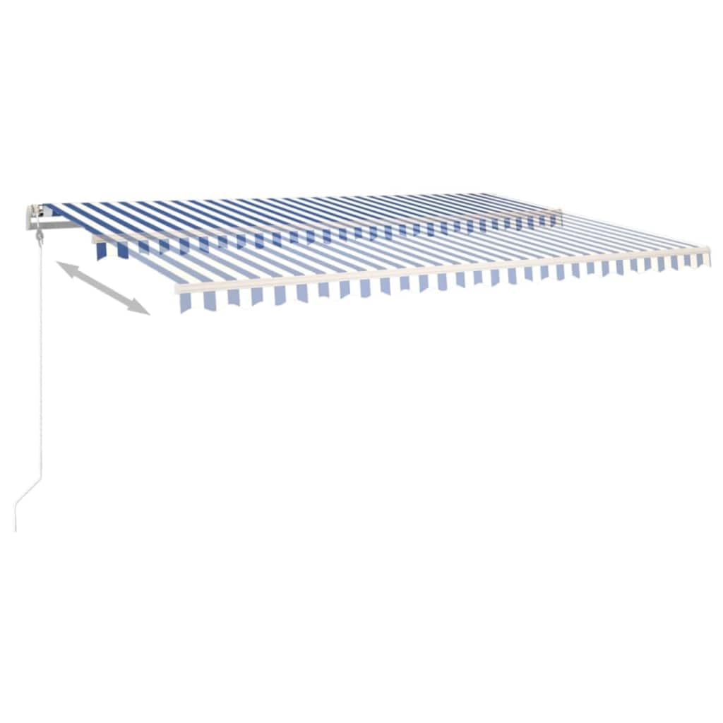 Festnight Store Banne Motorisé 5x3,5 Store banne Electrique avec Télécommande Auvent Rétractable à Bras Repliable pour Balcons Terrasse et Jardin-Bleu et blanc-500 x 350 cm