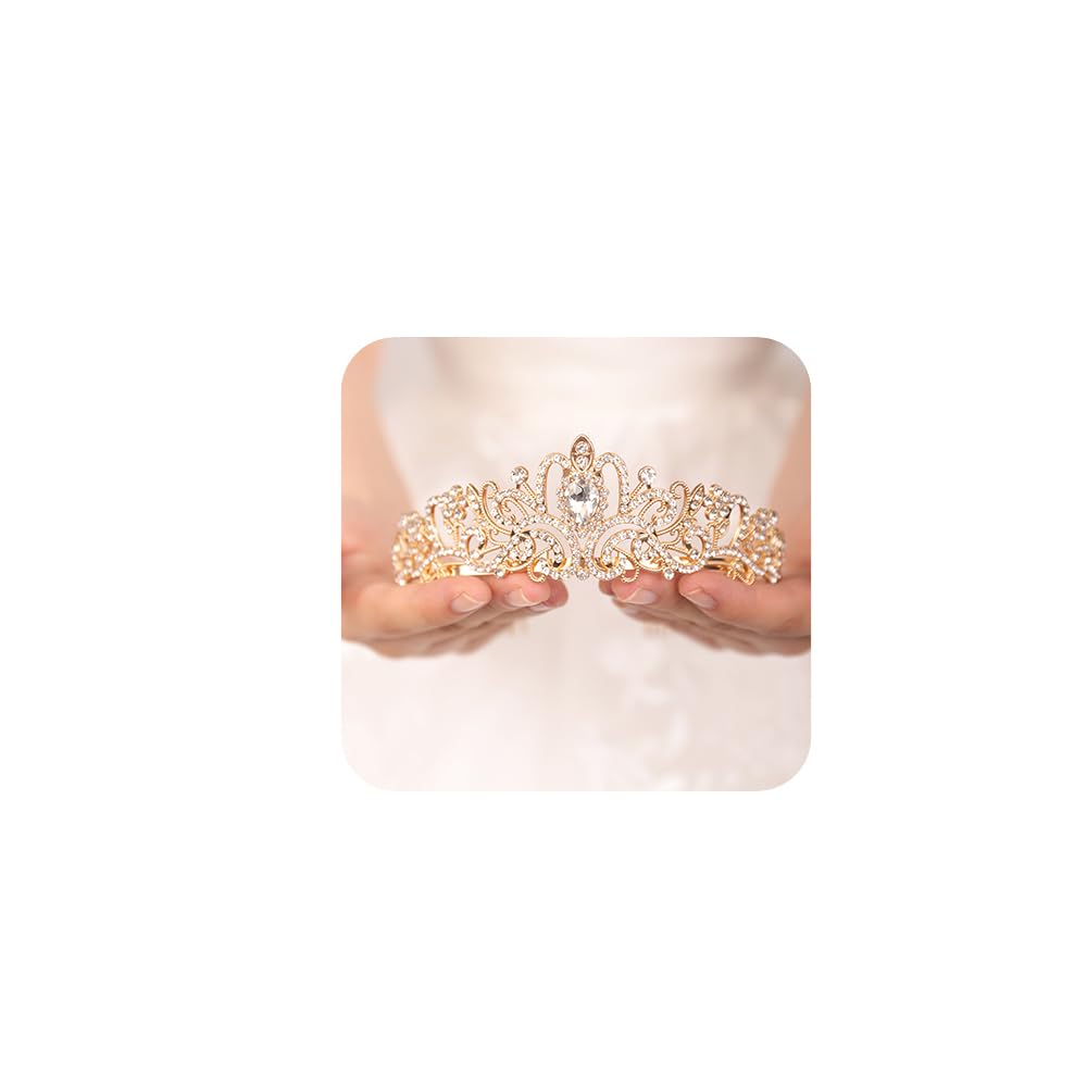 Amazon.com: JWICOS Gold Crystal Tiara Crown for Women and