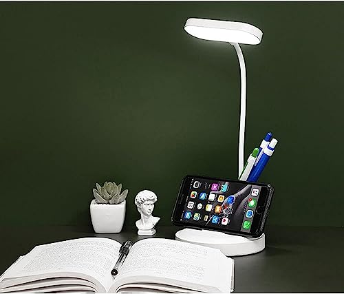 Image of Table Lamp for Study,LED Light with Pen Stand & Stationery Holder,Mobile Stand,Multi-Compartment,3 Colour Lighting & Dimmable Brightness Desk Lights,Reading Lamp for Study