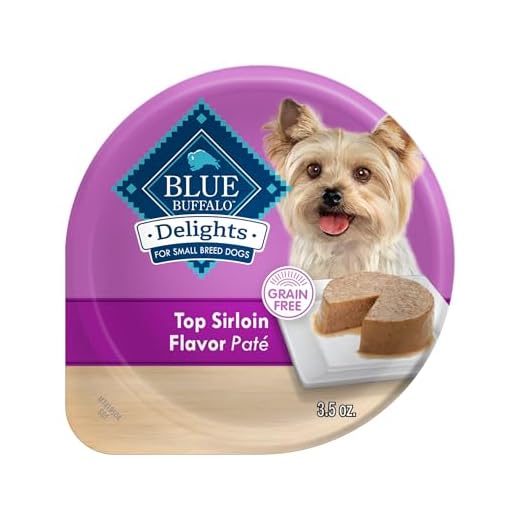 Blue Buffalo Delights Natural Adult Small Breed Wet Dog Food Cups, Pate Style, Top Sirloin Flavor in Savory Juice 3.5-oz (Pack of 12)