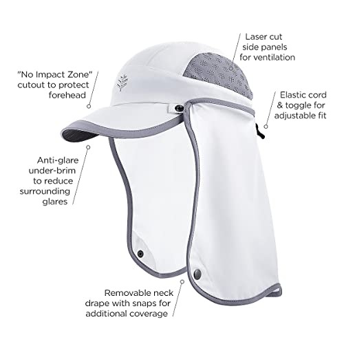 Coolibar Upf 50+ Kid's Agility Sport Cap - Sun Protective (Large/X-Large- White/Steel Grey) #TOP2