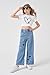 AOWKULAE Girls Heart Print Baggy Jeans Stretch Waist Wide-Leg Jeans, A2-Blue Heart, 6-7 Years = Tag 130