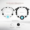 TOTWOO Long Distance Touch Bracelets for Couples, Smart Light up & Vibration for Love Couples Healing Stone Bracelet | Long Distance Relationship Gifts for Girlfriend Bluetooth Pairing Jewelry