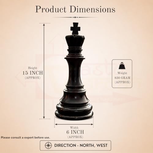 Image of Chess King Statue | Height -15 Inch | Resin Decorative Chess Piece for Home & Office Decor | Symbol of Leadership & Strategy | Black Resin Finish