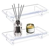 Crystal‑Clear Acrylic Perfume Display Tray 2‑Pack – Elegant Vanity Tray for Perfumes, Skincare & Jewelry, 8.6×3.6×1.5 Inch Durable Thick Acrylic, Display Stand for Dresser, Easy to Clean（2 Trays）