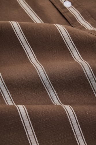 Image of SNITCH Men Casual Shirt | Regular Fit Long Sleeve Button-Down Collar Striped Pattern | 100% Cotton Breathable Fabric Smart Casual Summer Styling